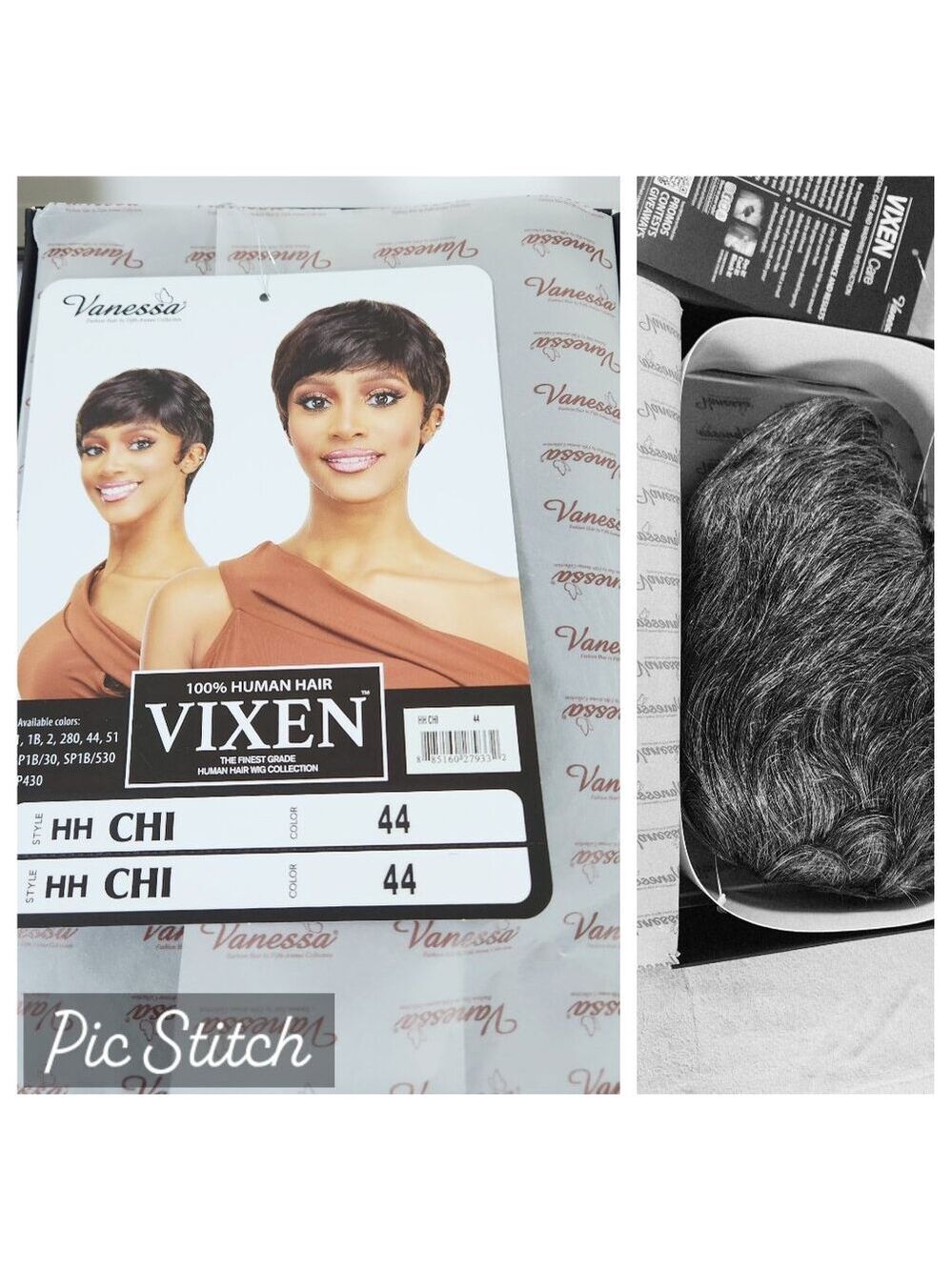Vanessa 100% Human Hair Vixen Wig Adult HH CHI Short GRAY Color 44 NEW in Box